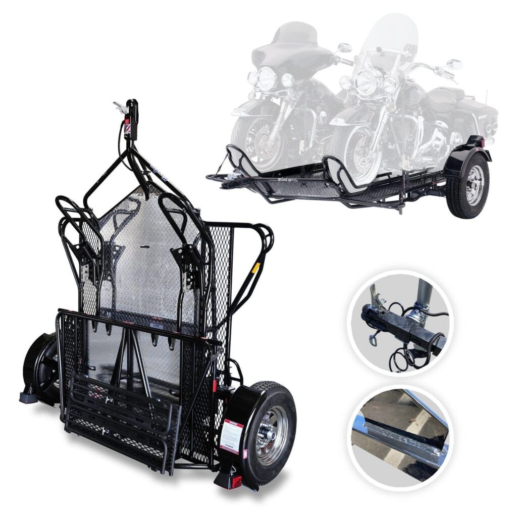 Ride-Up Folding Motorcycle Trailer – Dual Rail Steel Utility Trailer