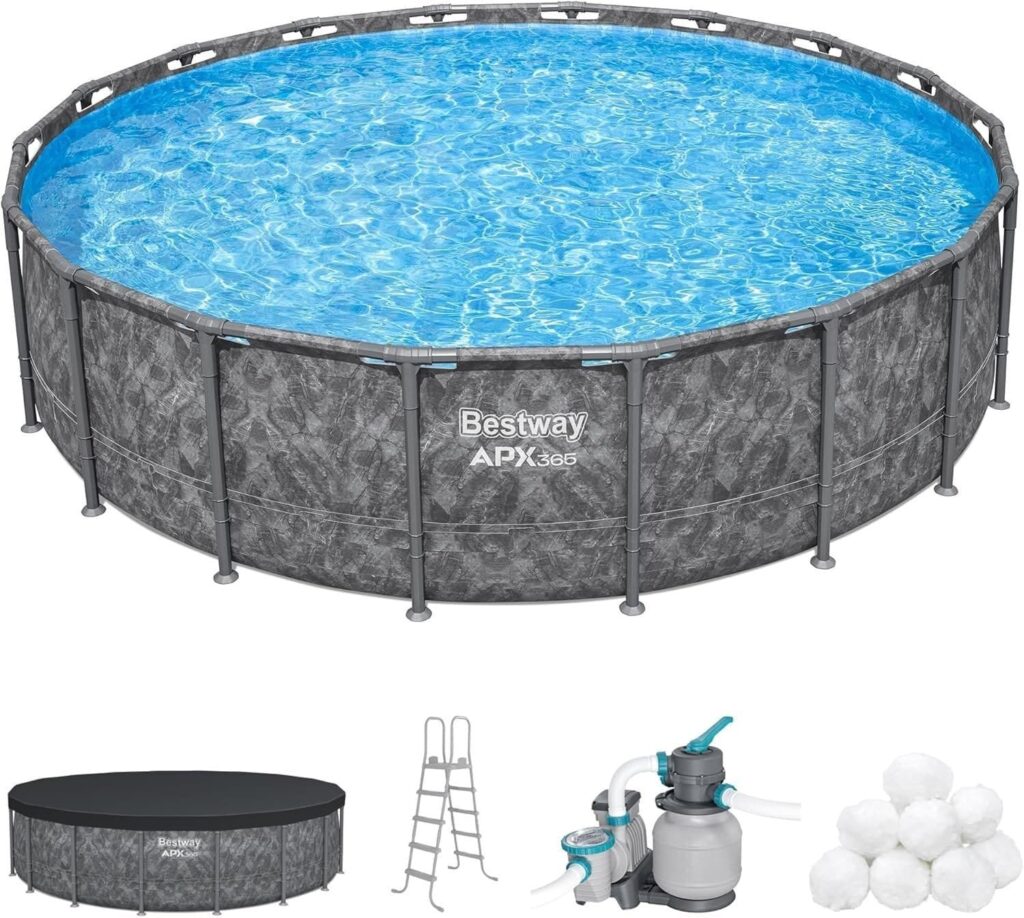 18′ x 52″ Round Above Ground Swimming Pool Set with Pump & Ladder