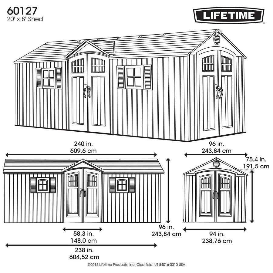 20-Foot x 8-Foot Outdoor Storage Shed 60127 | Heavy-Duty Weather-Resistant Garden & Backyard Storage Building