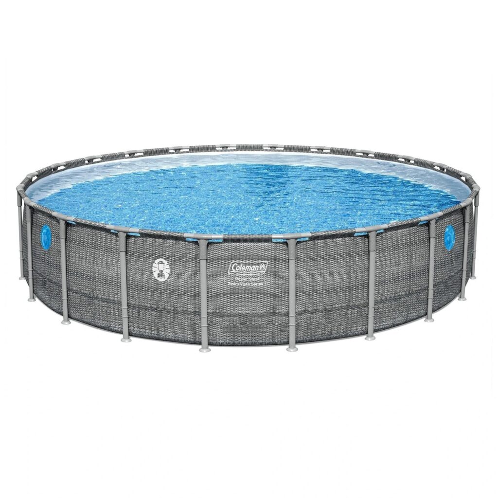 22′ x 52″ Metal Frame Above Ground Pool with Pump, Ladder & Cover, Gray