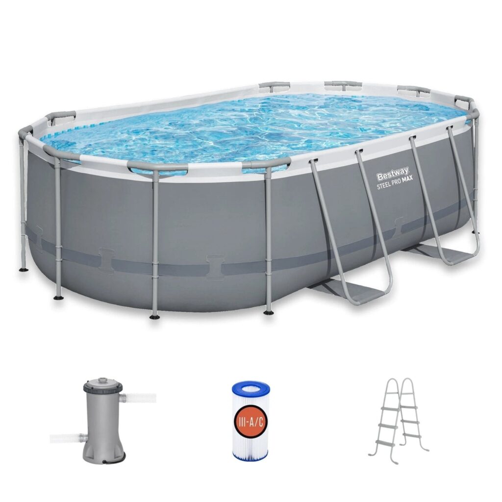 14 ft x 8 ft 2 in x 39.5 In, Oval Above Ground Pool Set, Outdoor Frame Swimming Pool