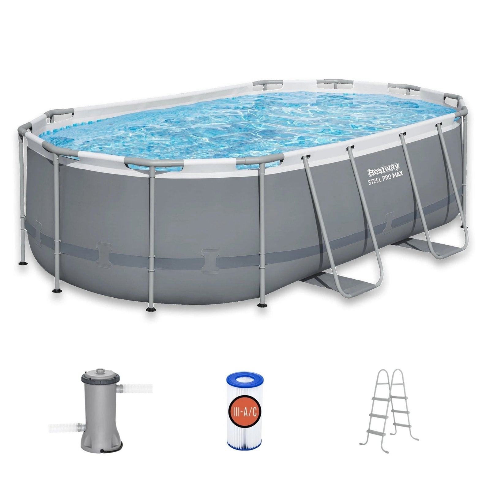 14 ft x 8 ft 2 in x 39.5 In, Oval Above Ground Pool Set, Outdoor Frame Swimming Pool
