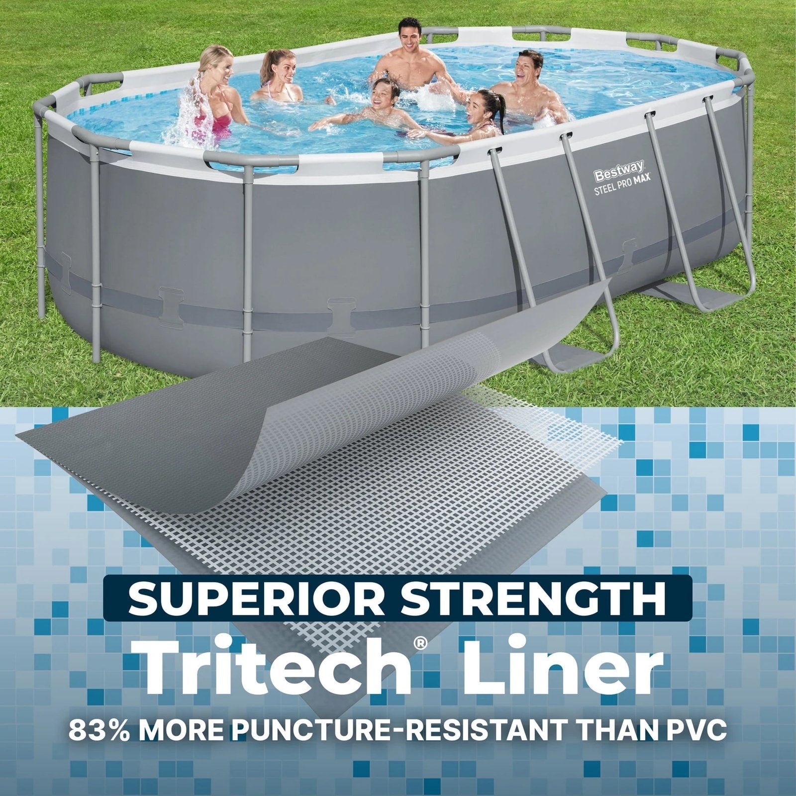14 ft x 8 ft 2 in x 39.5 In, Oval Above Ground Pool Set, Outdoor Frame Swimming Pool - Image 5