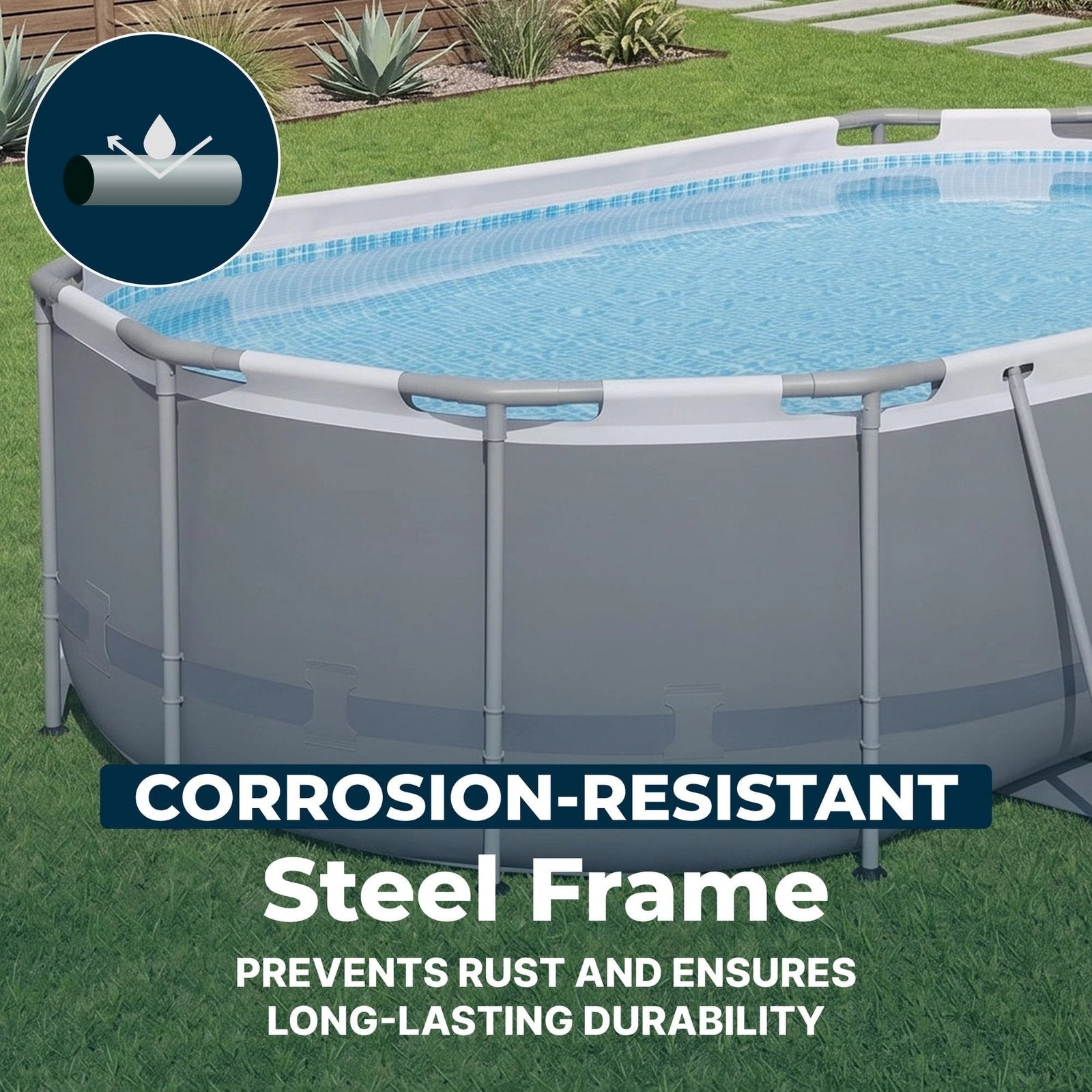 14 ft x 8 ft 2 in x 39.5 In, Oval Above Ground Pool Set, Outdoor Frame Swimming Pool - Image 6