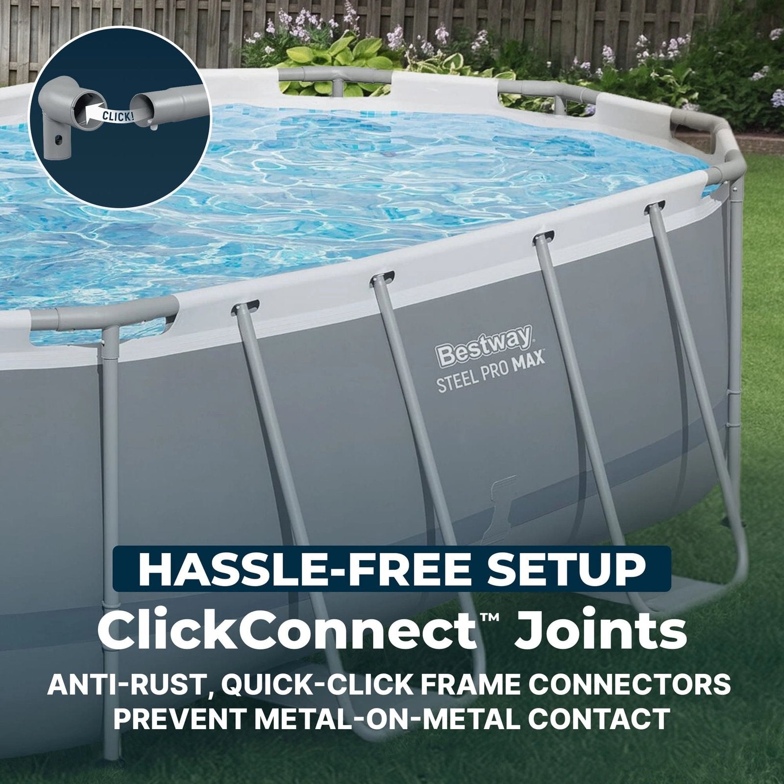 14 ft x 8 ft 2 in x 39.5 In, Oval Above Ground Pool Set, Outdoor Frame Swimming Pool - Image 8