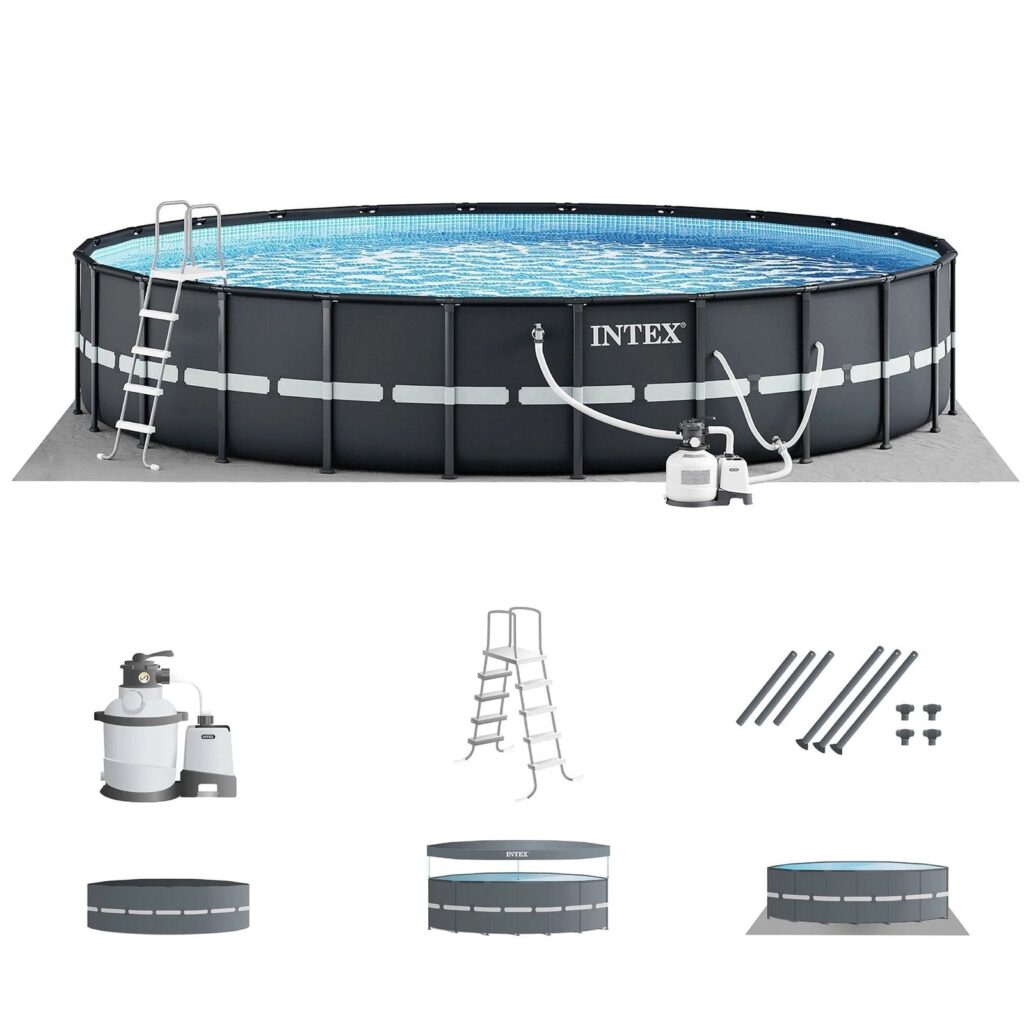 18ft x 52in Round Above Ground Pool Set, Sand Filter Pump