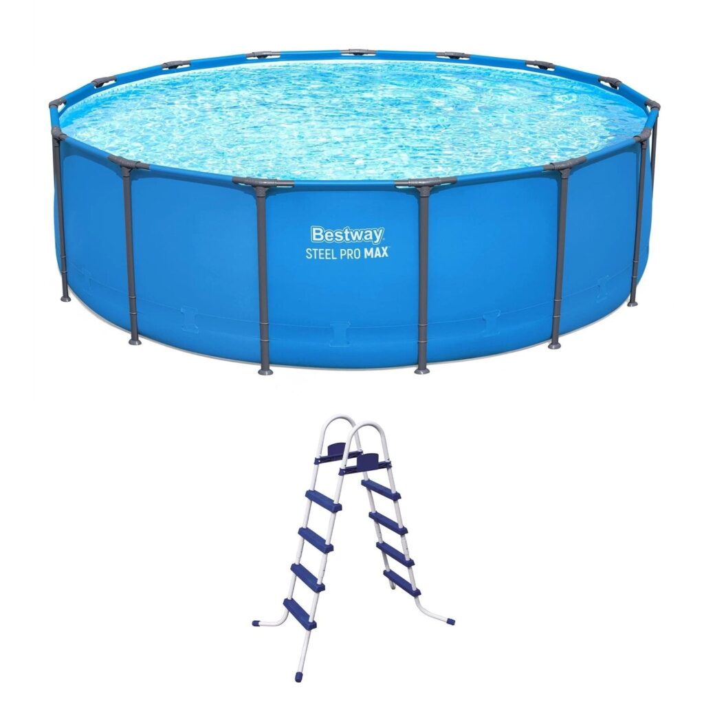 15′ x 48″ Round Above Ground Swimming Pool & Pool Ladder