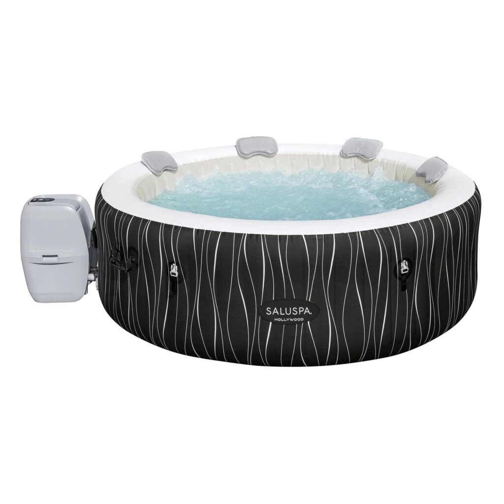 4-6 Person Inflatable Hot Tub, Round Energy-Efficient Spa, 77″ x 26″