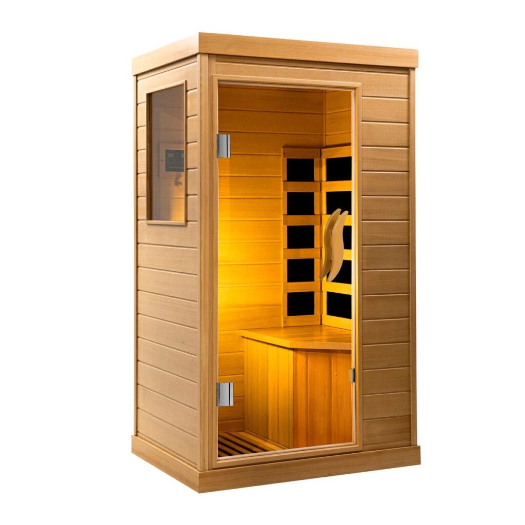 Far Infrared Wood Sauna Box,traditional Sauna Room Indoor Home Spa Low-emf Dry Saunas Single Person Spa Canada Hemlock,nature