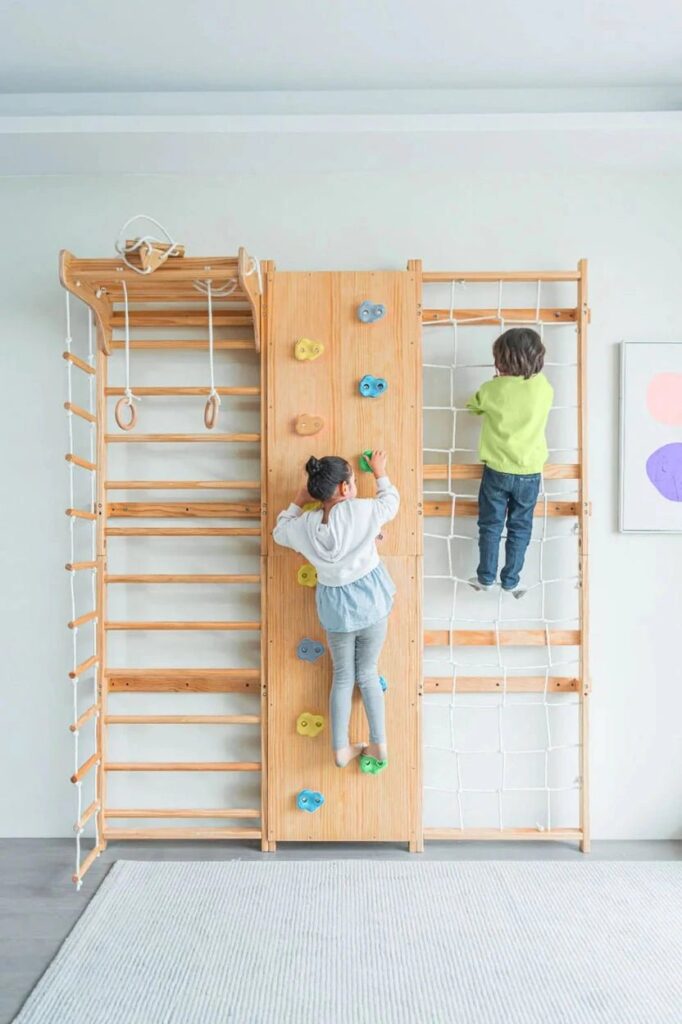Walnut | Swedish Ladder Jungle Gym Wall Mounted
