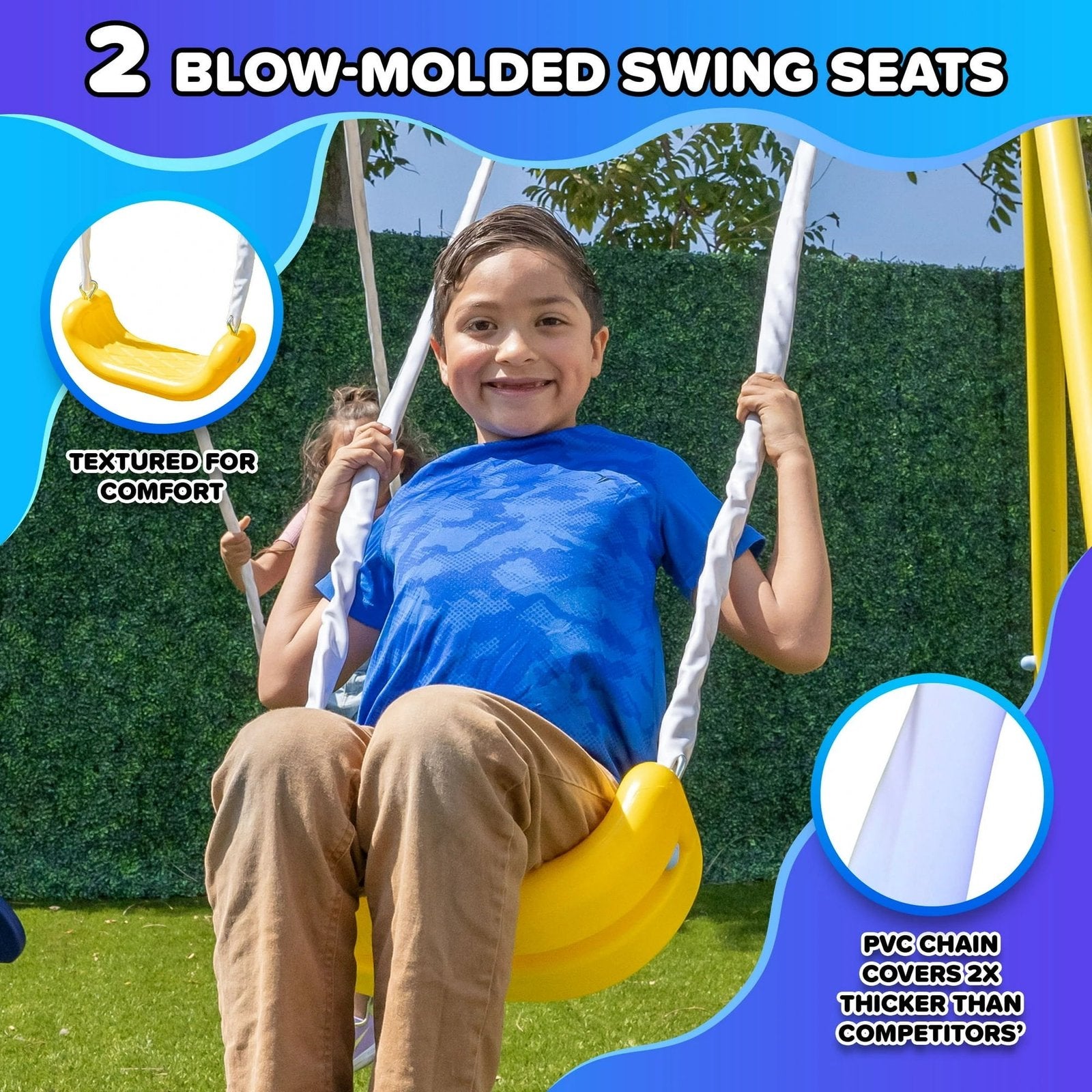 Super Star 5-in-1 Metal Swing Set: 2 Swings, Flying Saucer, 2-Person Roman Glider, 6.5ft Slide; Great for Kids 3-8; Bonus Anchor Kit - Image 3