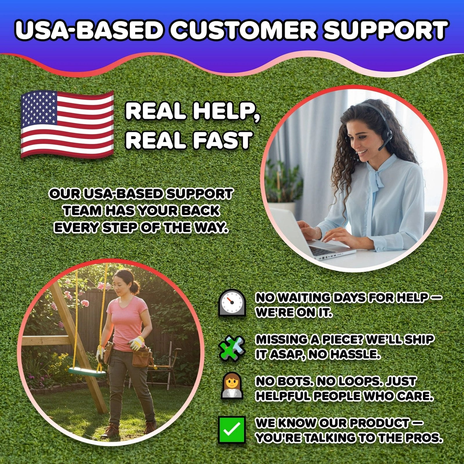Super Star 5-in-1 Metal Swing Set: 2 Swings, Flying Saucer, 2-Person Roman Glider, 6.5ft Slide; Great for Kids 3-8; Bonus Anchor Kit - Image 6