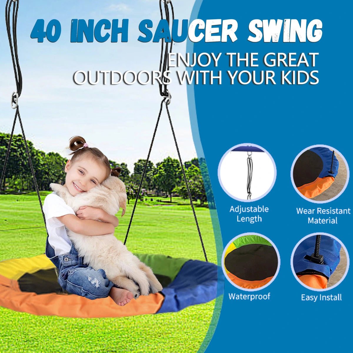 8 in1 Swing Sets for Backyard with Kids Slide Outdoor Heavy-Duty Metal Playset for Kids 550lbs Swing Set with Slide, Saucer Seat, 2 Belt Seat, Soccer Goals, Glider,Baby Swing Set and Baketball Hoop - Image 13