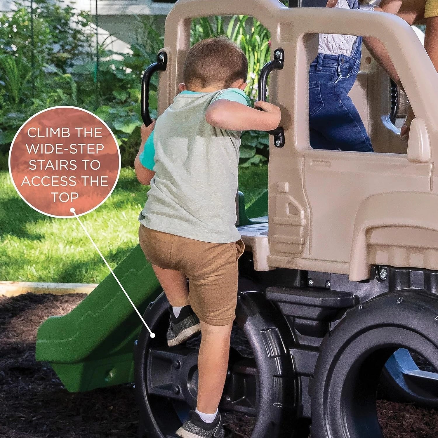 Truck Climber, Kids Outdoor Playset, Backyard Playground Set, Slide & Climbing Wall, Outside Jungle Gym, for Toddlers 2-5 Years Old - Image 5