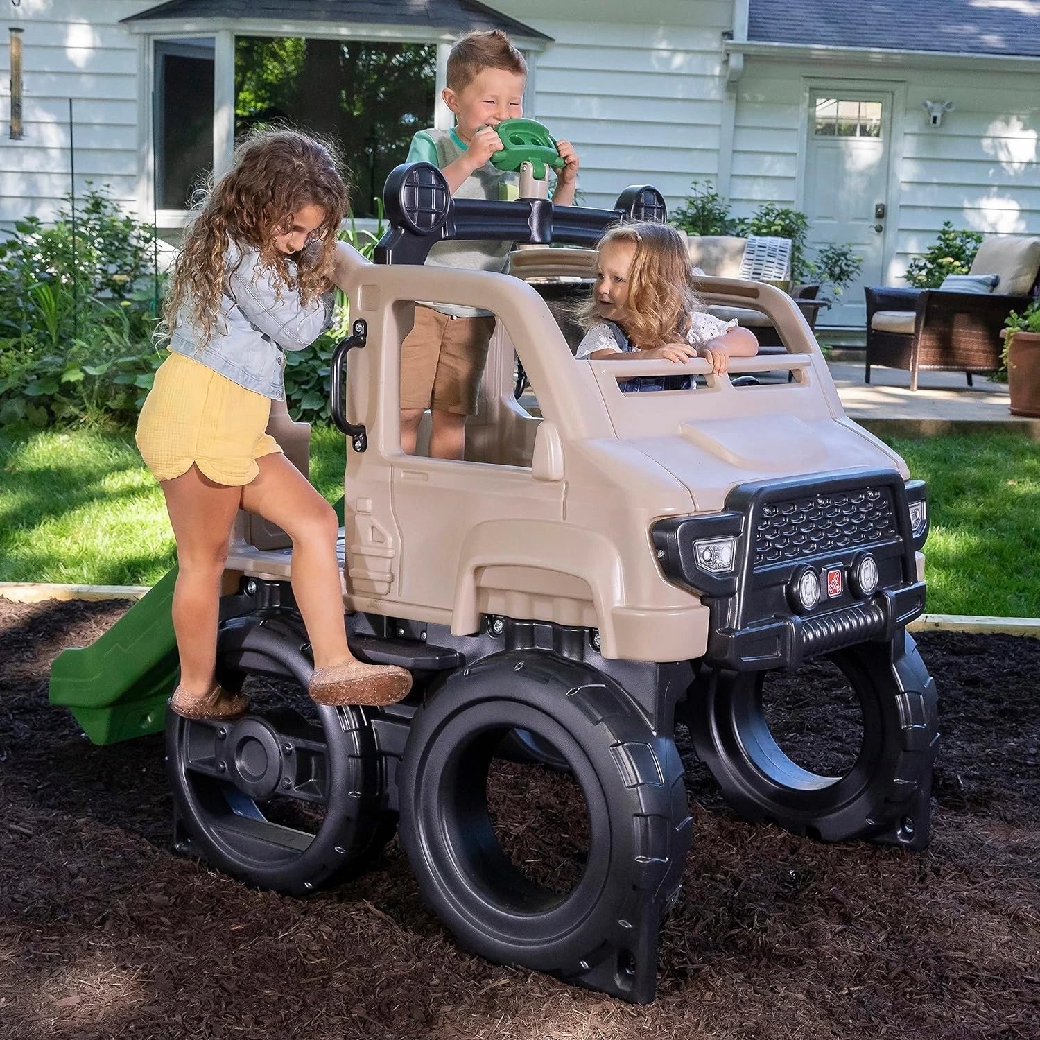 Truck Climber, Kids Outdoor Playset, Backyard Playground Set, Slide & Climbing Wall, Outside Jungle Gym, for Toddlers 2-5 Years Old - Image 7