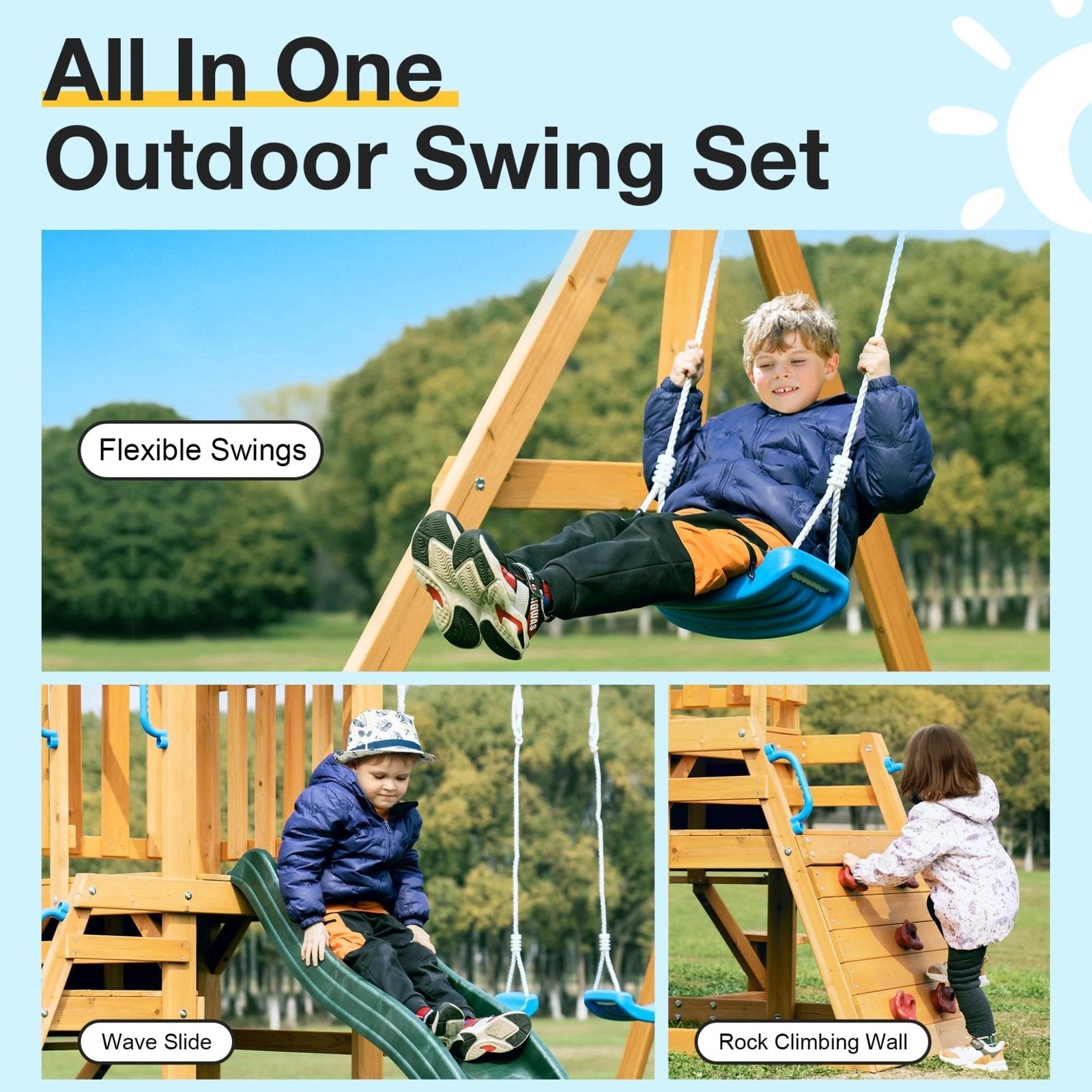 Wooden Swing Sets for Backyard - Image 2