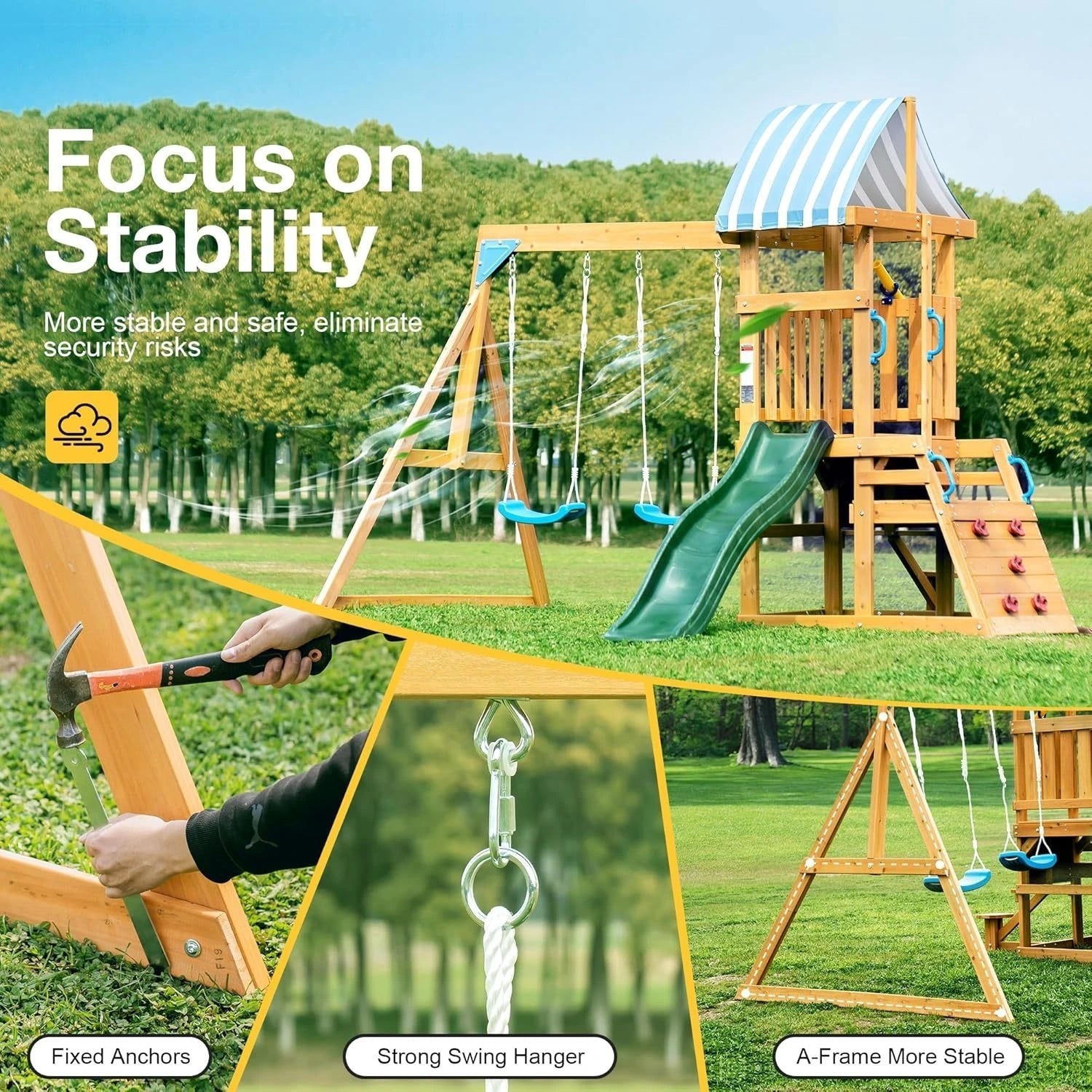 Wooden Swing Sets for Backyard - Image 4