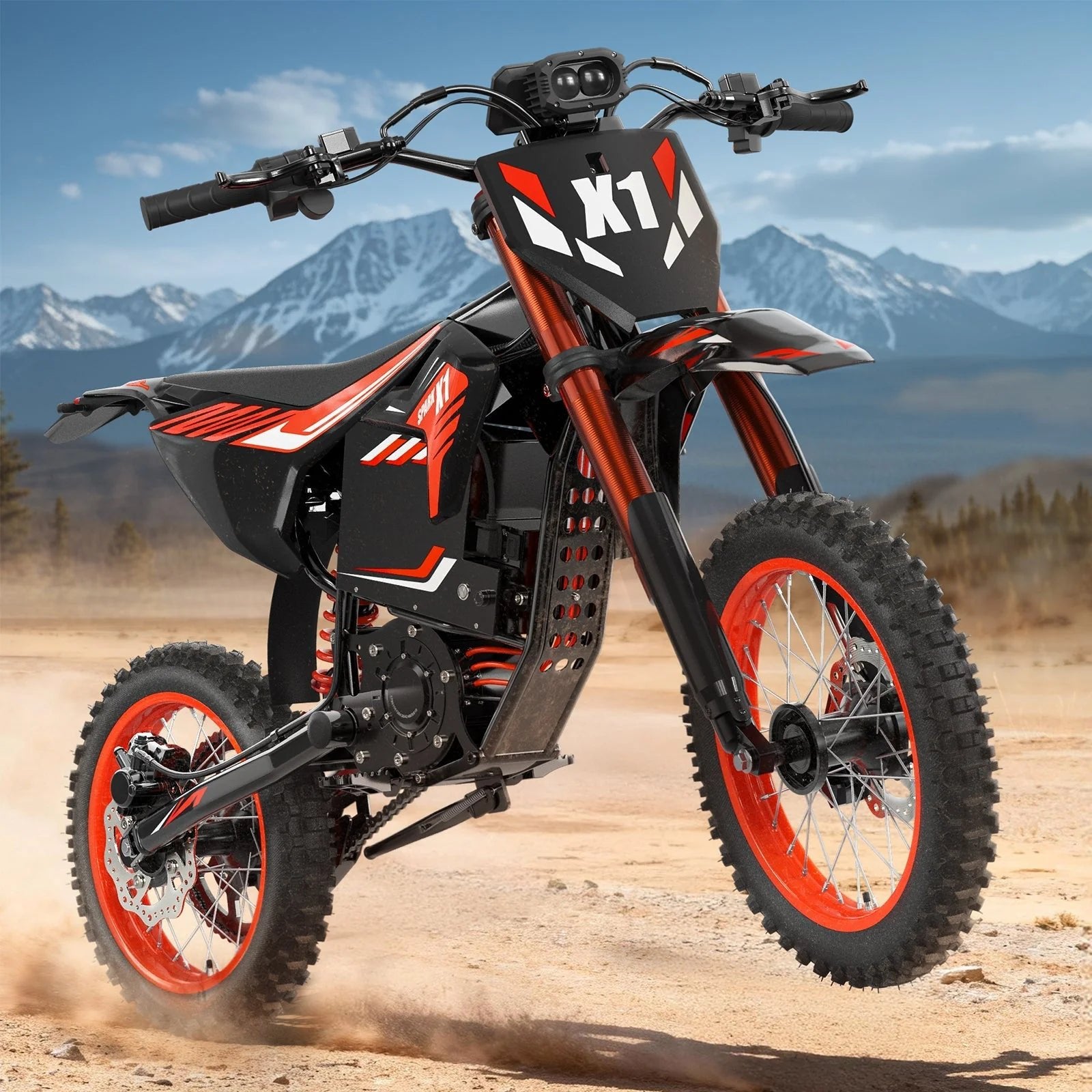 Electric Dirt Bike – 4500W Peak, 50MPH, 60V 28.8Ah Battery, 14″/12″ Fat Tires - Image 3