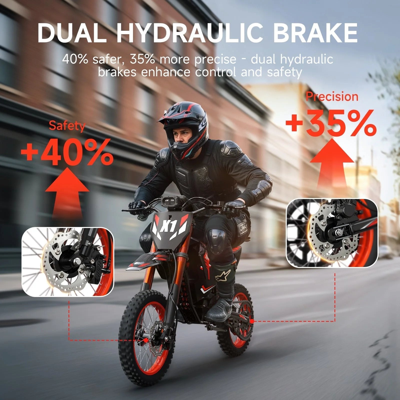 Electric Dirt Bike – 4500W Peak, 50MPH, 60V 28.8Ah Battery, 14″/12″ Fat Tires - Image 7