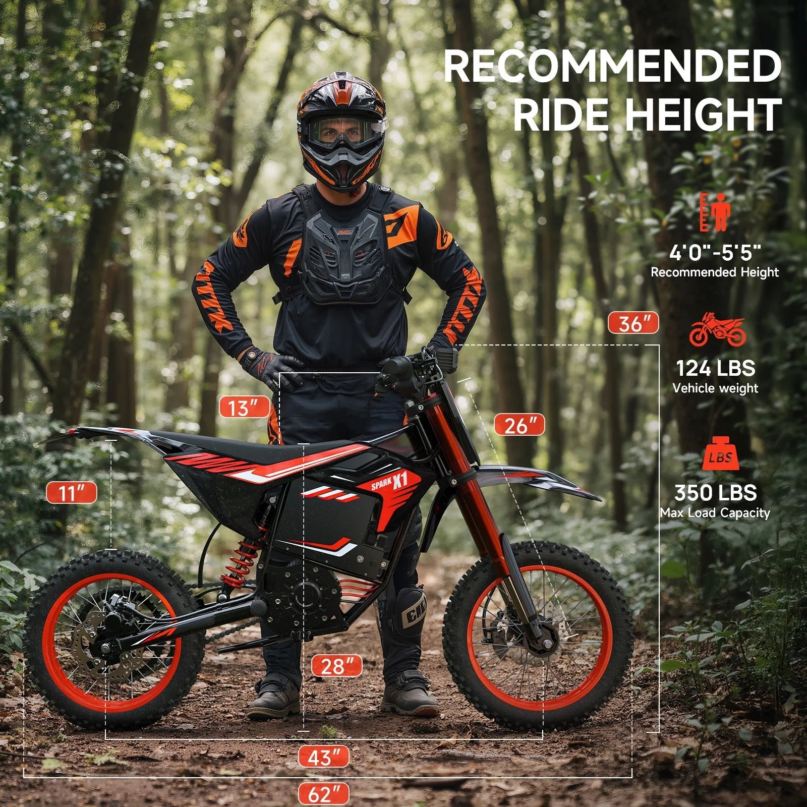 Electric Dirt Bike – 4500W Peak, 50MPH, 60V 28.8Ah Battery, 14″/12″ Fat Tires - Image 9