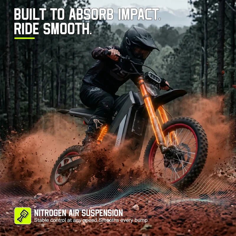 Electric Dirt Bike, 2400W Brushless Hub Motor, 45 Mph Top Speed, 48V 22.5Ah Battery with 50 Mile Range, 210Nm Torque, Front Hydraulic Suspension - Image 8