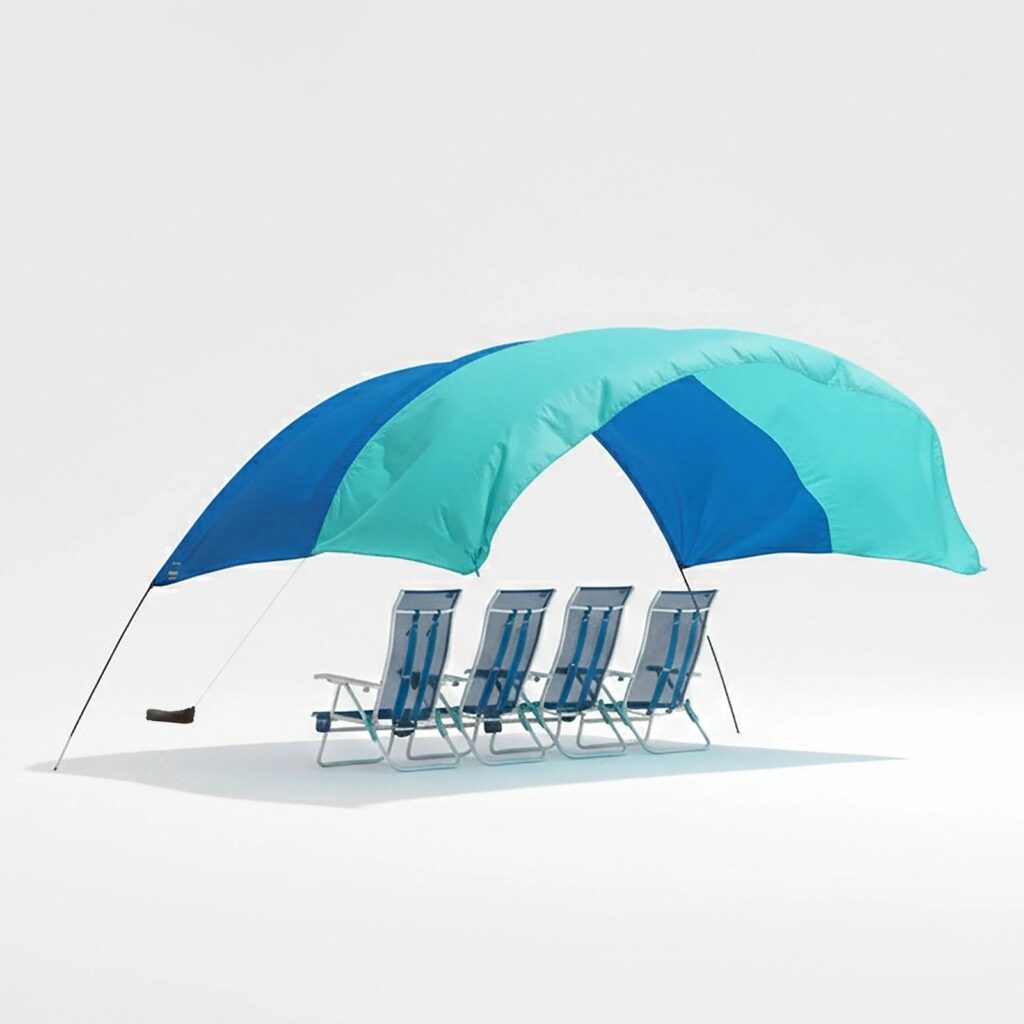 Shade Classic Bundle with Quiet Canopy, the Original Wind-Powered Beach Shade, Provides 150 Sq. Ft. of Shade, Weighs Only 4 Lbs, Sets up in 3 Min