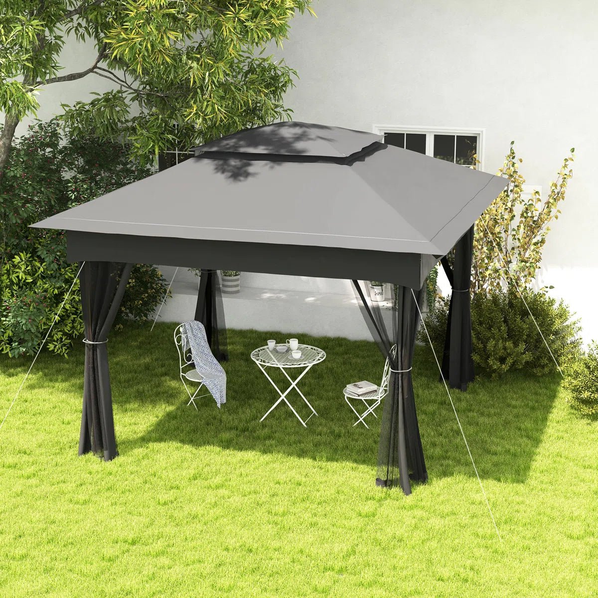 11′ X Pop Up Canopy Gazebo, Outdoor Patio Shelter With Detachable Zipper Net. Instant Tent For Backyard And Garden. Dark Gray. 114 Sq Ft Shade - Image 9