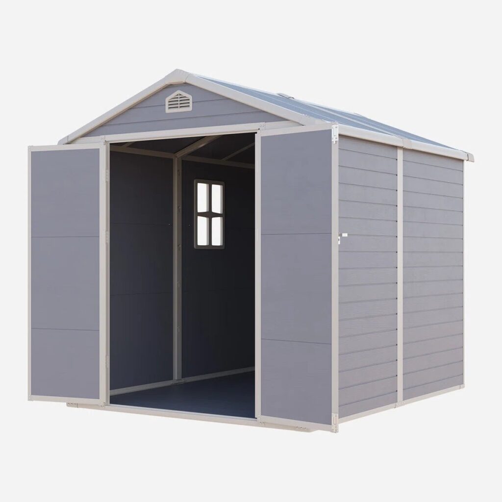 4×6 Ft Resin Outdoor Storage Shed With Built-in Ventilation & Lockable Door For Backyard