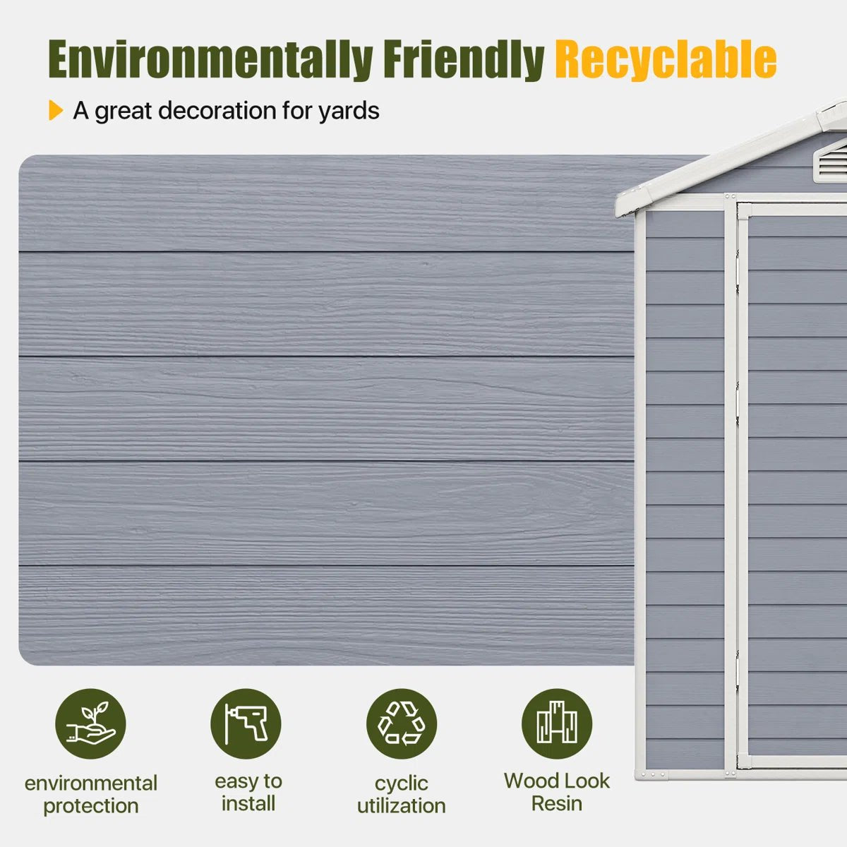 4×6 Ft Resin Outdoor Storage Shed With Built-in Ventilation & Lockable Door For Backyard - Image 3