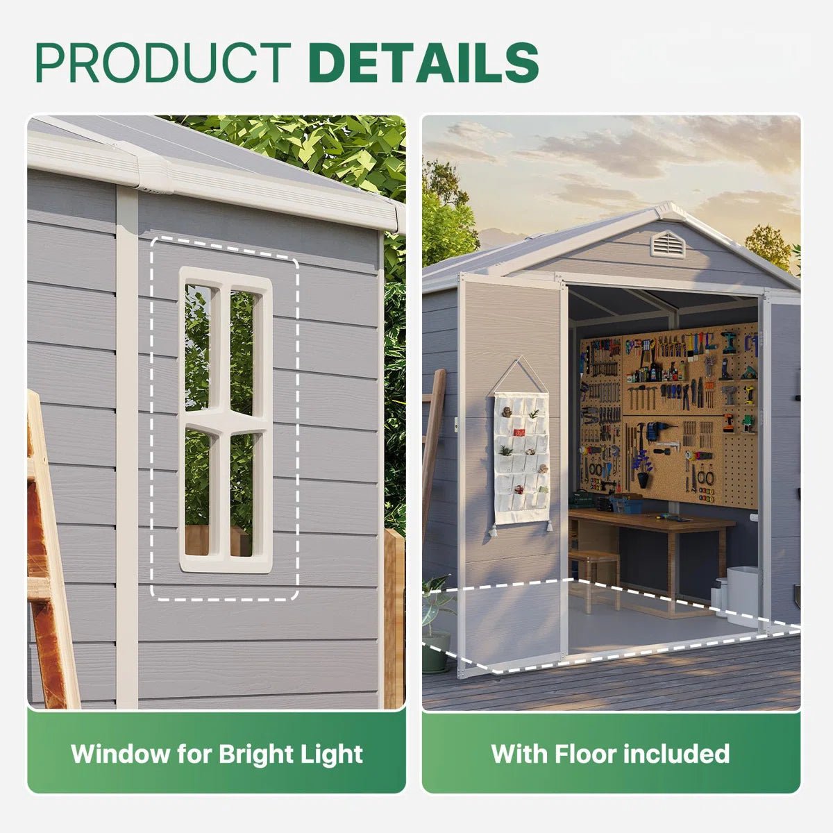 4×6 Ft Resin Outdoor Storage Shed With Built-in Ventilation & Lockable Door For Backyard - Image 4
