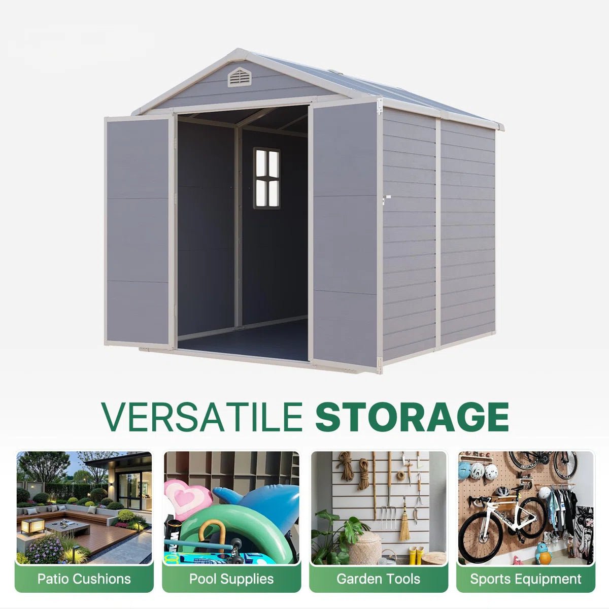 4×6 Ft Resin Outdoor Storage Shed With Built-in Ventilation & Lockable Door For Backyard - Image 5
