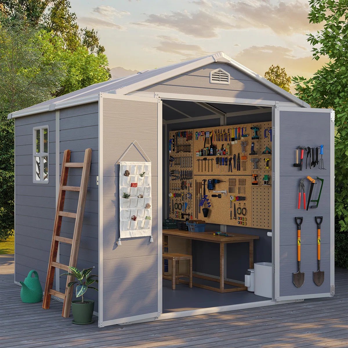 4×6 Ft Resin Outdoor Storage Shed With Built-in Ventilation & Lockable Door For Backyard - Image 6