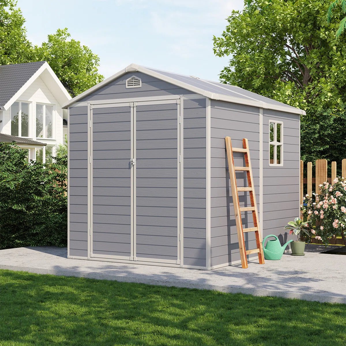 4×6 Ft Resin Outdoor Storage Shed With Built-in Ventilation & Lockable Door For Backyard - Image 8