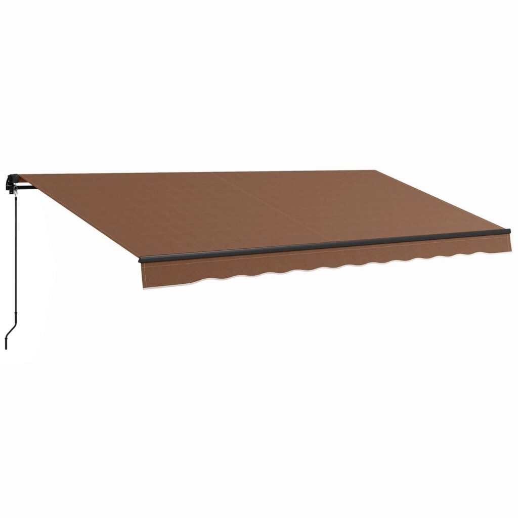 16′ x 10′ Retractable Sunshade Awning, UV-Resistant Canopy, Brown