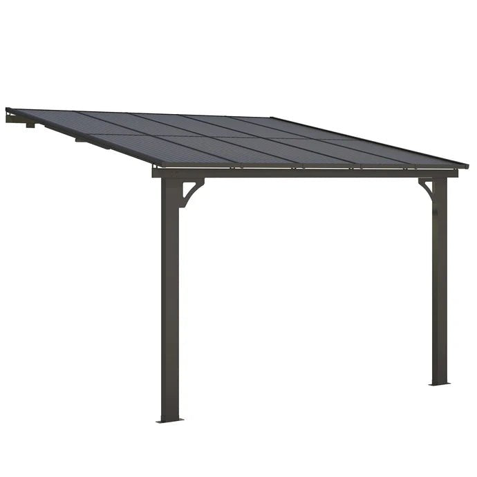 10′ x 10′ Adjustable-Height Wall-Mounted Outdoor Pergola