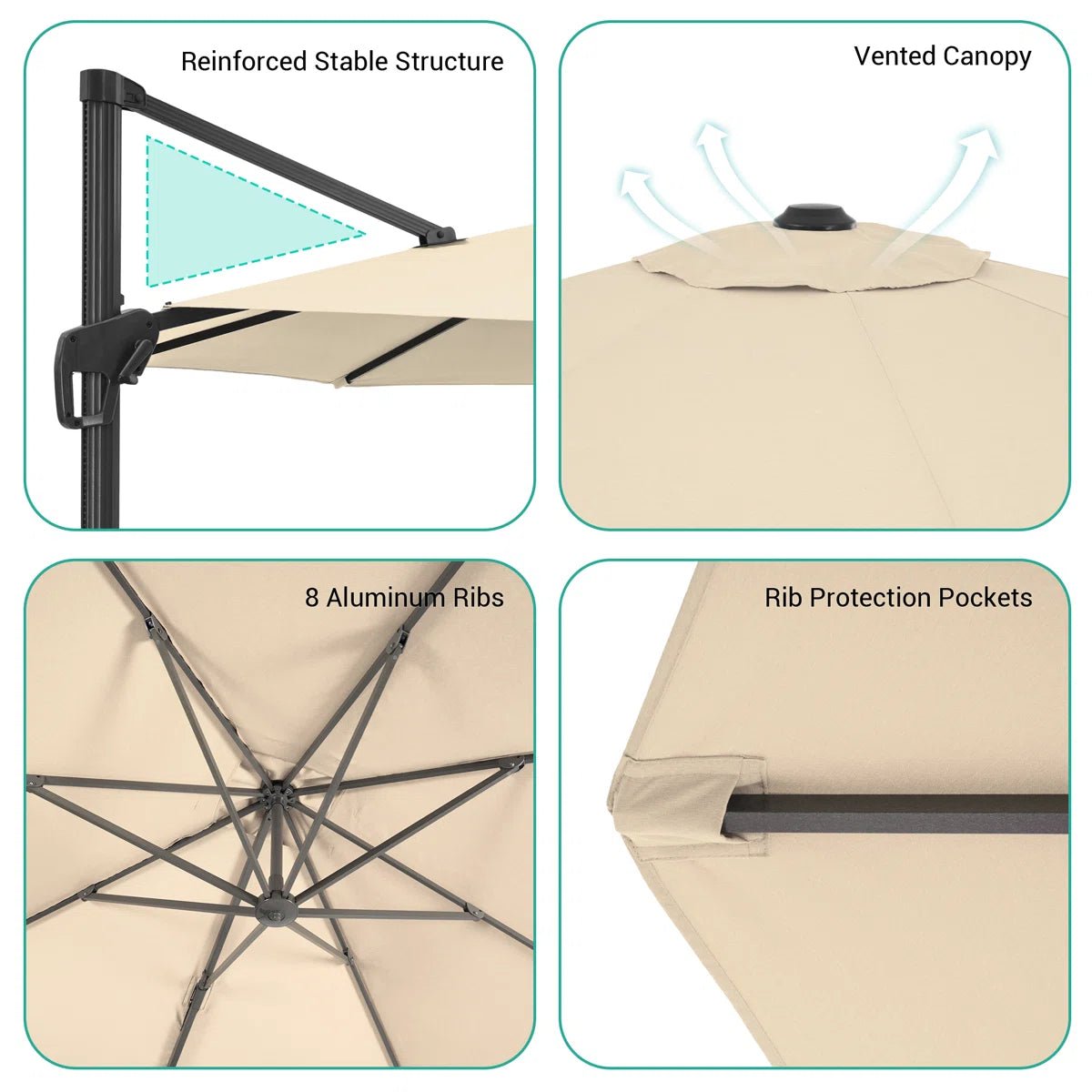 Shavonne Patio 11.5′ x 9′ Cantilever Umbrella with Crank Lift - Image 3