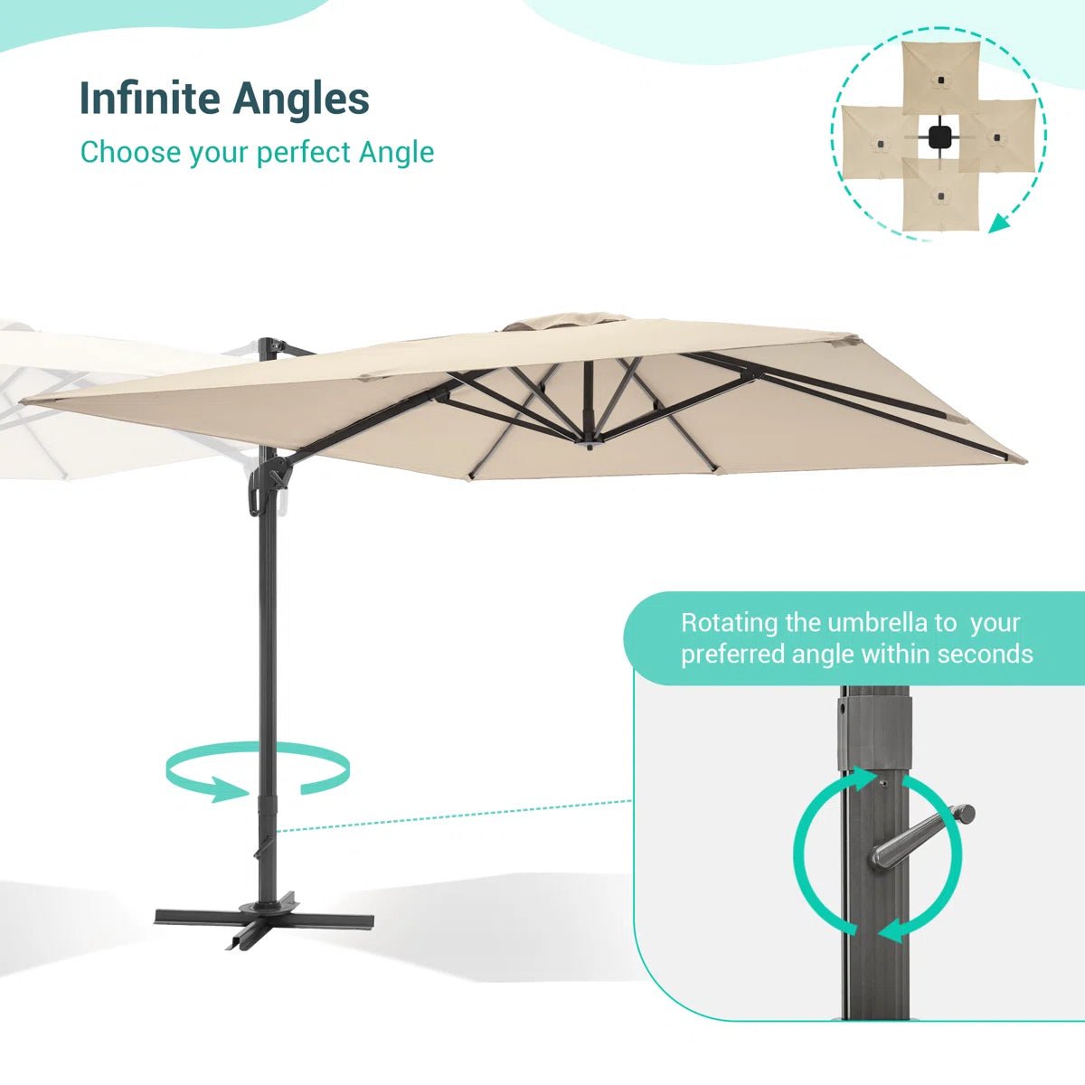 Shavonne Patio 11.5′ x 9′ Cantilever Umbrella with Crank Lift - Image 4