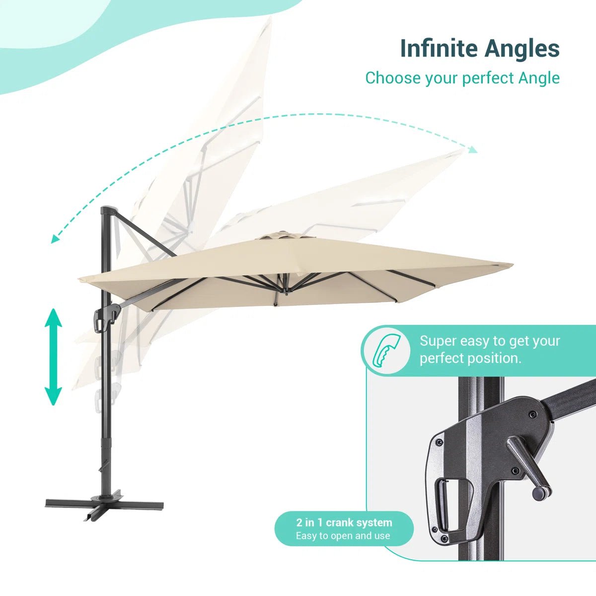 Shavonne Patio 11.5′ x 9′ Cantilever Umbrella with Crank Lift - Image 5