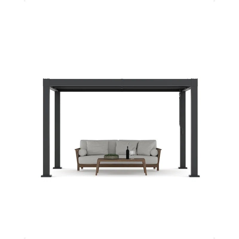 Modern Louvered Pergola with Aluminum Frame, Adjustable Louvers & Integrated Drainage, Weather-Resistant Gazebo for Deck or Backyard, 10×12 FT