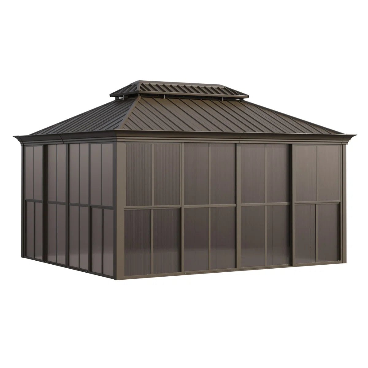 14 Ft. W X 12 Ft. D Outdoor Hardtop Gazebo, Double Top Galvanized Steel Roof Aluminum Sunroom - Image 2