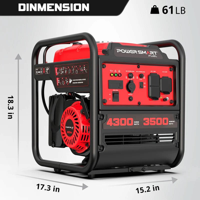 4300-Watt Portable Generator with Inverter Technology, 3500W Rated, 223cc 4-Stroke Gas Powered Engine, 30 Amp for Home Backup, Camping, Emergency - Image 8