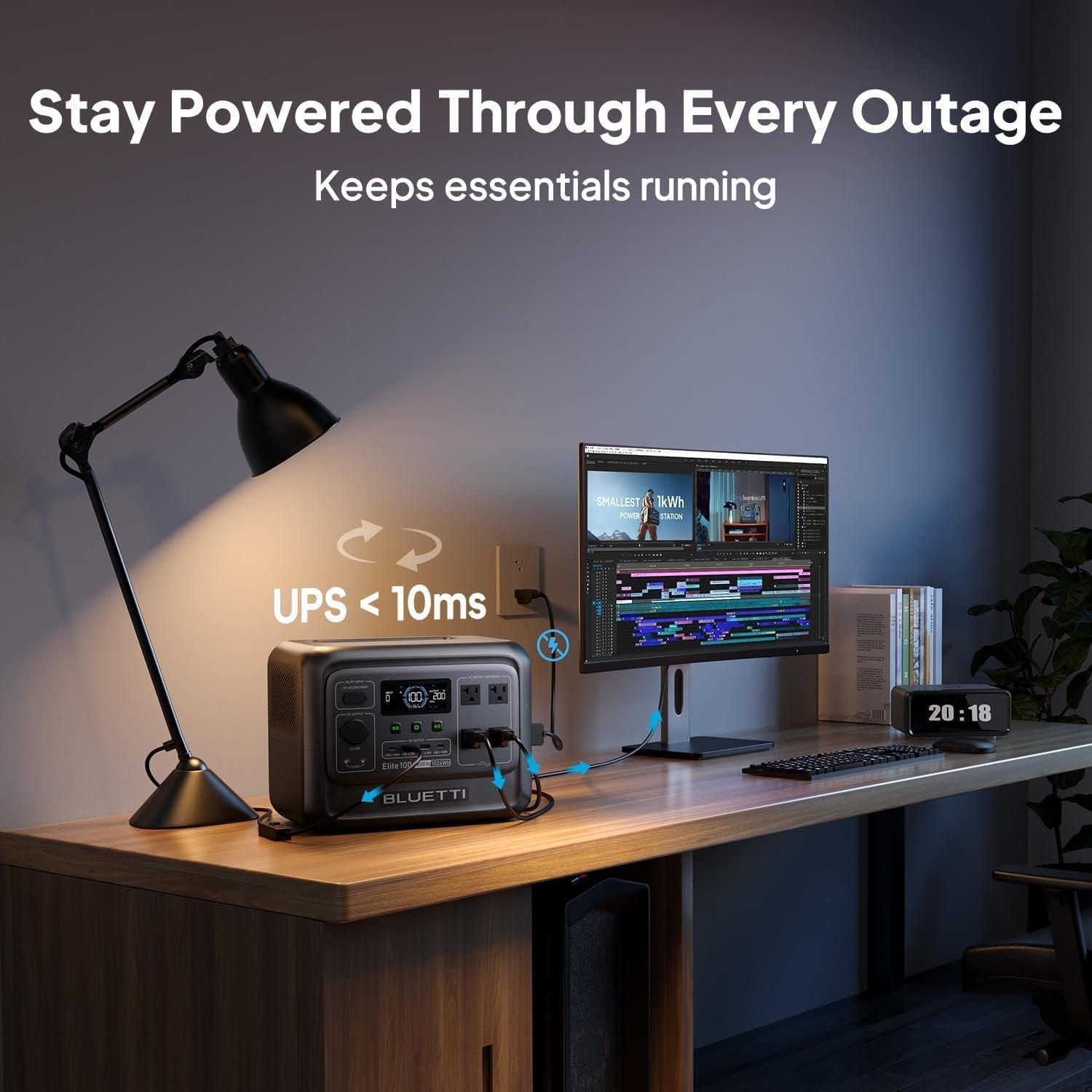 Elite 100 V2 Portable Power Station, 1024Wh Lfp Battery Backup w/ 4 1800W AC Ports (3600W Surge), 35% Smaller, Fast Charge and Ups Solar Generator for Camping, Road Trip, Outages, Home Backup - Image 4