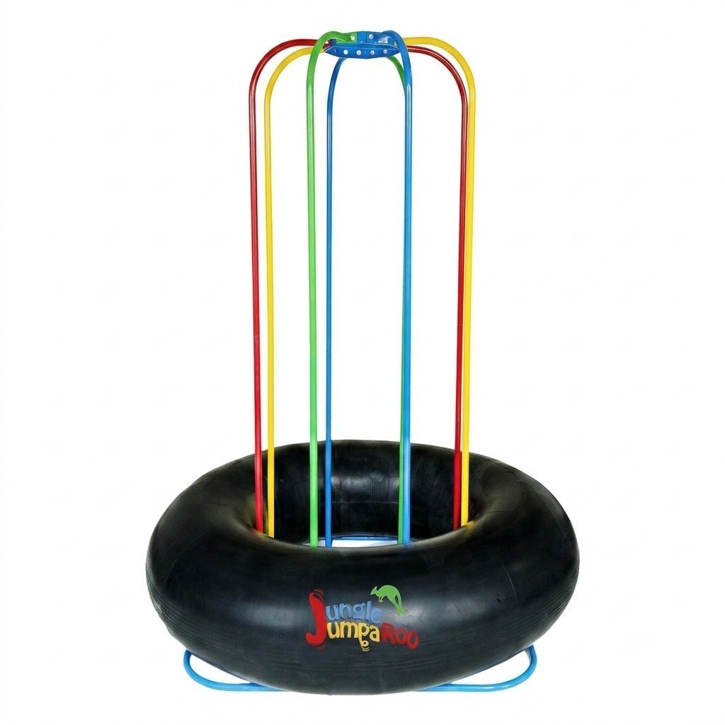 Trampoline/Bounce House-Like Play Set – Indoor/Outdoor Jungle Gym with Welded Swing bar – Large