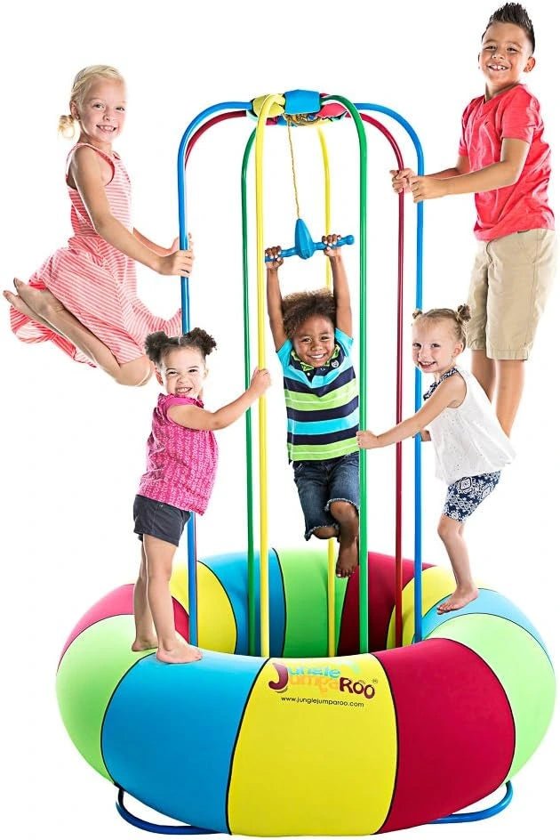 Trampoline/Bounce House-Like Play Set – Indoor/Outdoor Jungle Gym with Welded Swing bar – Large - Image 2