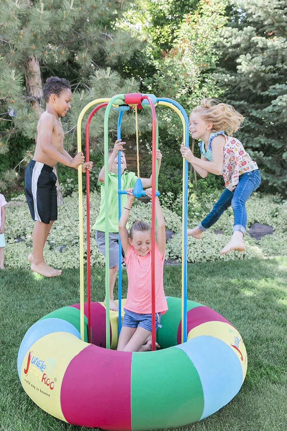 Trampoline/Bounce House-Like Play Set – Indoor/Outdoor Jungle Gym with Welded Swing bar – Large - Image 3