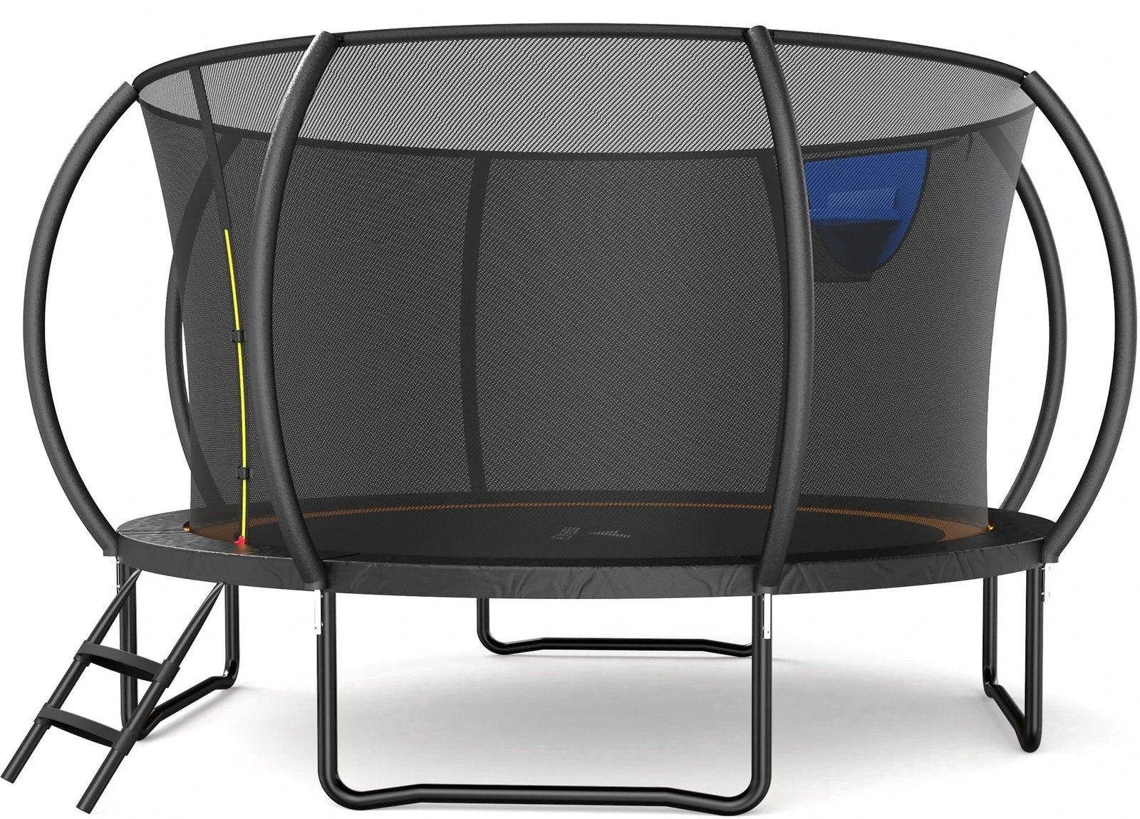 14FT Pumpkin Outdoor Trampoline with Safety Enclosure Net, Basketball Hoop & Ladder, Heavy Duty Backyard Trampoline for Kids & Adults