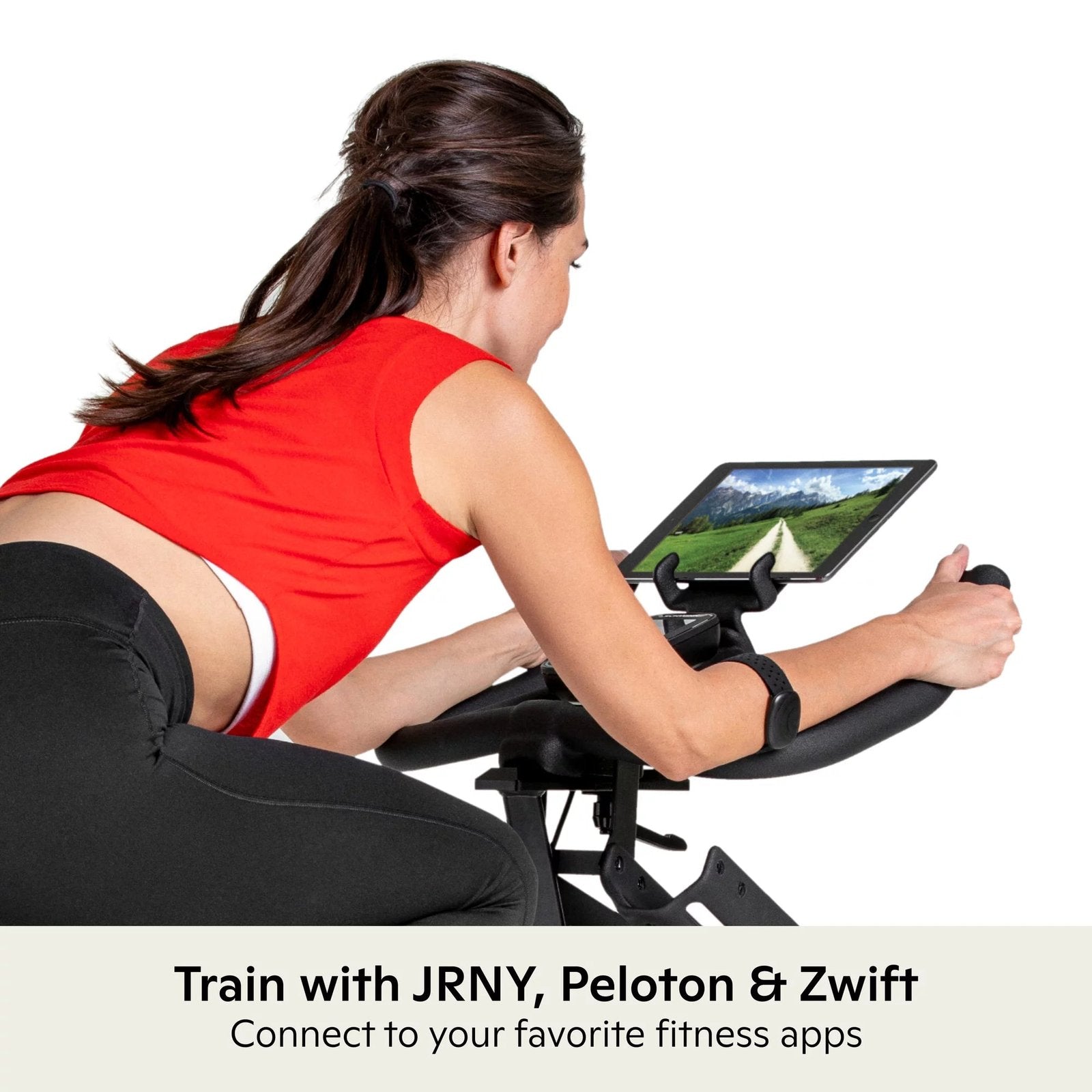Indoor Cycling Bike with 100 Resistance Levels, Bluetooth Heart Rate Armband and Dual-Sided SPD Pedals - Image 4