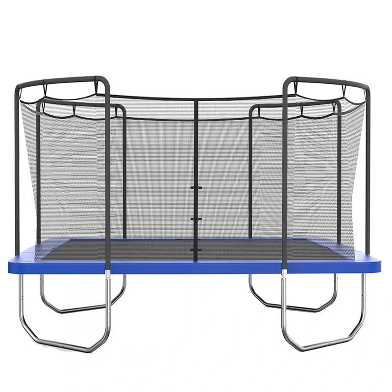 Trampolines 15′ x 15′ Square Trampoline with Safety Enclosure Net – Blue Heavy-Duty Outdoor Trampoline for Kids & Adults, Rust-Resistant Steel Frame
