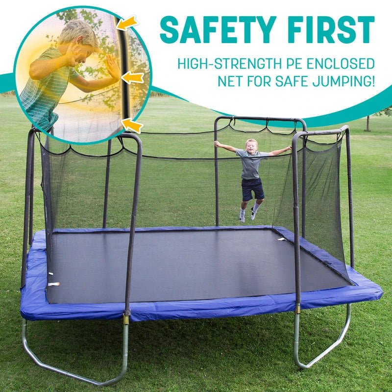 Trampolines 15′ x 15′ Square Trampoline with Safety Enclosure Net – Blue Heavy-Duty Outdoor Trampoline for Kids & Adults, Rust-Resistant Steel Frame - Image 4