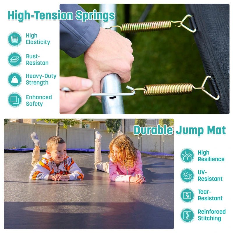 Trampolines 15′ x 15′ Square Trampoline with Safety Enclosure Net – Blue Heavy-Duty Outdoor Trampoline for Kids & Adults, Rust-Resistant Steel Frame - Image 5